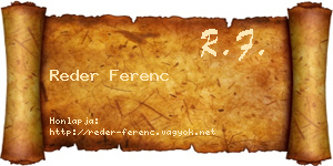 Reder Ferenc névjegykártya